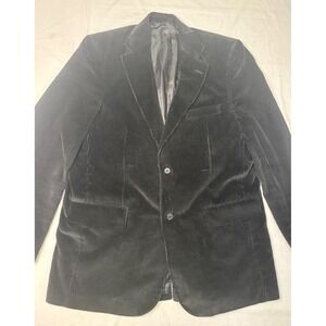 Meeting Street Black Corduroy Blazer Jacket 44 Long 2 Button Cotton Sport Coat